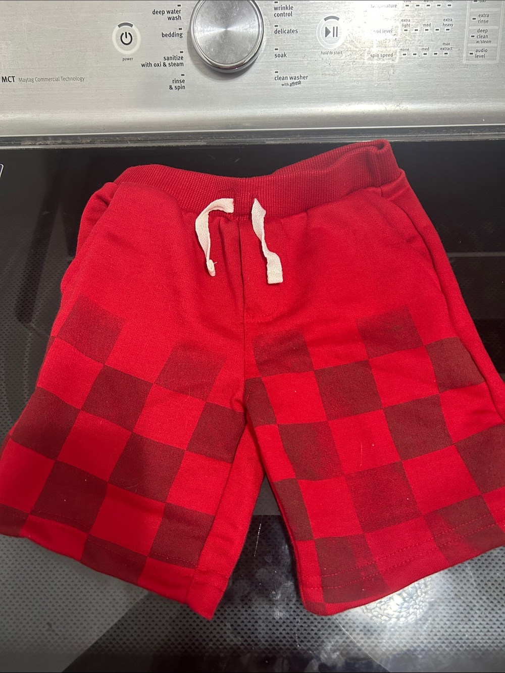 FREE IN BUNDLE Boys 3T casual shorts race checker pattern drawstring stretch